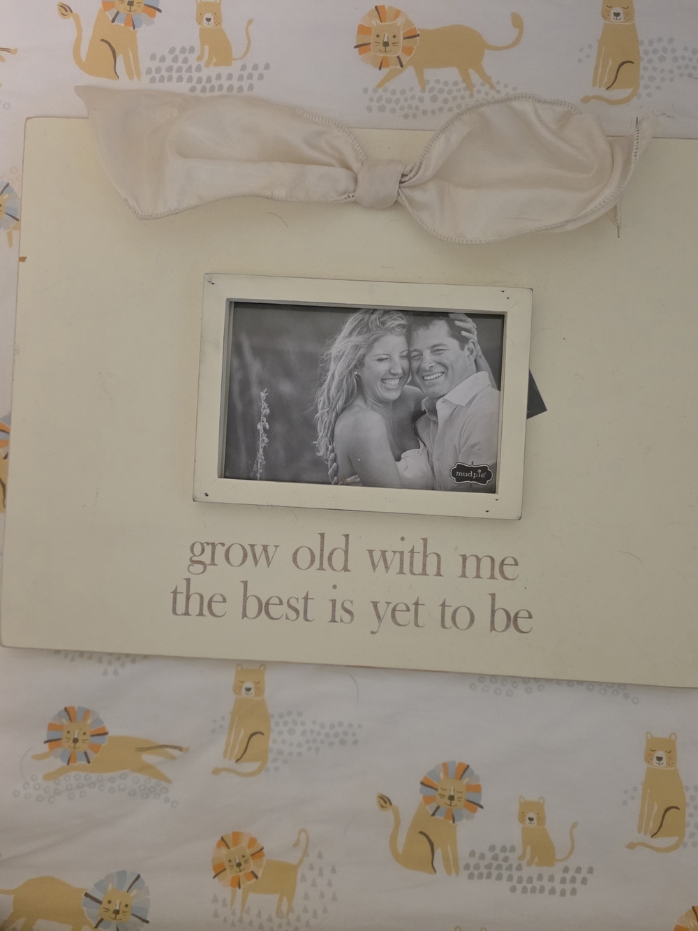 Neutral Cream 'Grow Old With Me' Photo Frame with Bow
